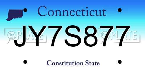 JY7S877 Connecticut License Plate
