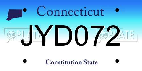 JYD072 Connecticut License Plate