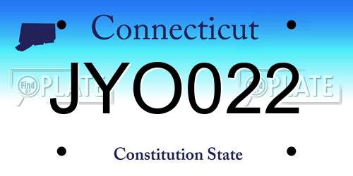 JYO022 Connecticut License Plate