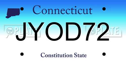 JYOD72 Connecticut License Plate