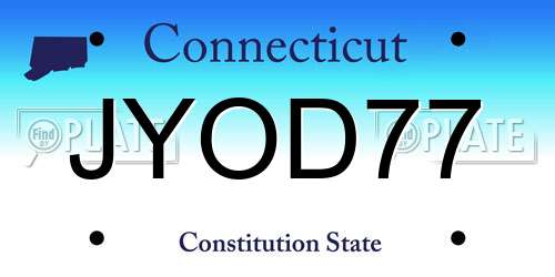 JYOD77 Connecticut License Plate