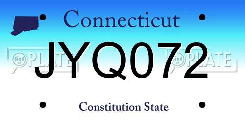 JYQ072 Connecticut License Plate