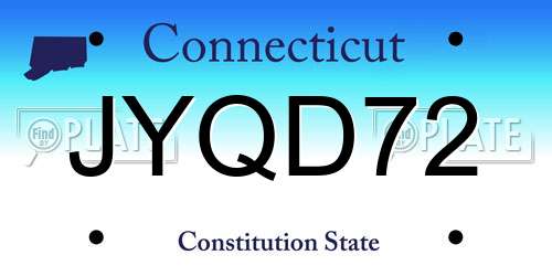 JYQD72 Connecticut License Plate