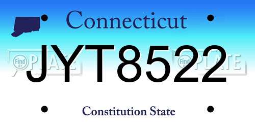 JYT8522 Connecticut License Plate