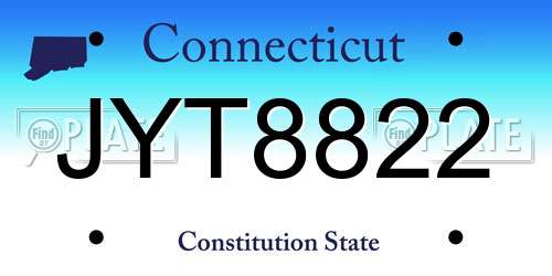 JYT8822 Connecticut License Plate