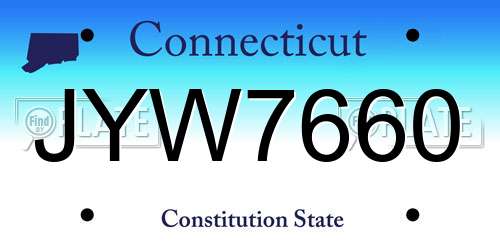 JYW7660 Connecticut License Plate