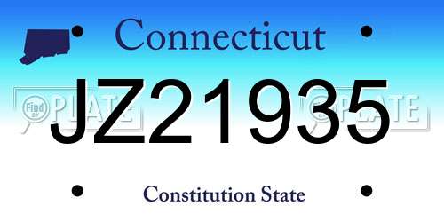 JZ21935 Connecticut License Plate