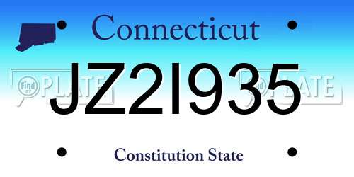 JZ2I935 Connecticut License Plate