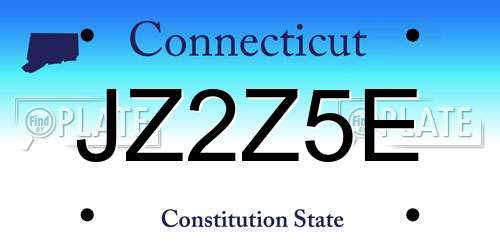 JZ2Z5E Connecticut License Plate