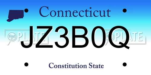 JZ3B0Q Connecticut License Plate