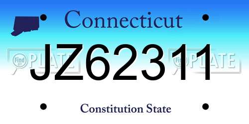JZ62311 Connecticut License Plate