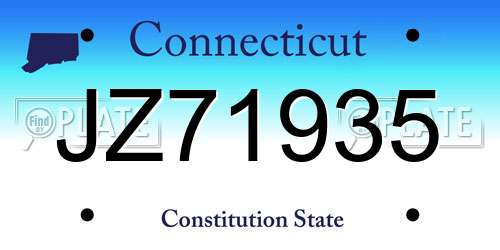 JZ71935 Connecticut License Plate