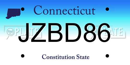JZBD86 Connecticut License Plate