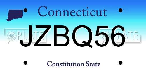 JZBQ56 Connecticut License Plate