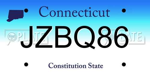 JZBQ86 Connecticut License Plate