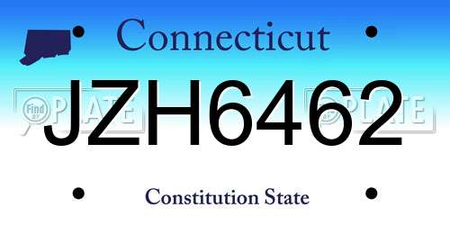 JZH6462 Connecticut License Plate
