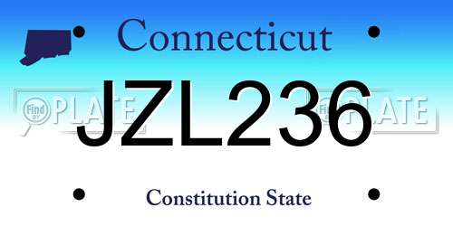 JZL236 Connecticut License Plate