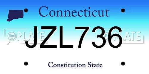 JZL736 Connecticut License Plate