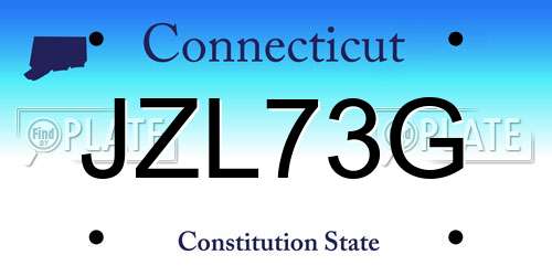 JZL73G Connecticut License Plate