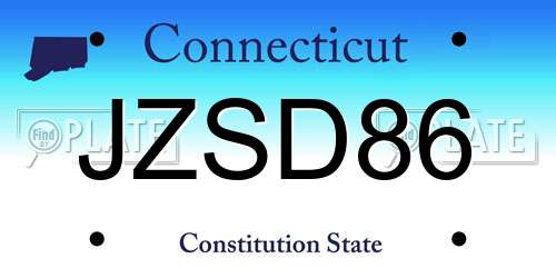 JZSD86 Connecticut License Plate