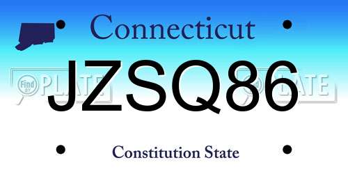 JZSQ86 Connecticut License Plate
