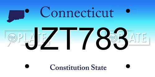 JZT783 Connecticut License Plate