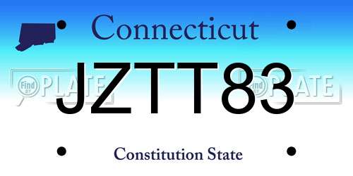 JZTT83 Connecticut License Plate