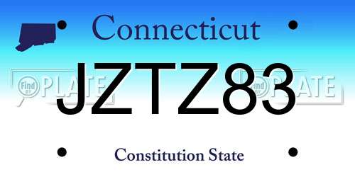 JZTZ83 Connecticut License Plate