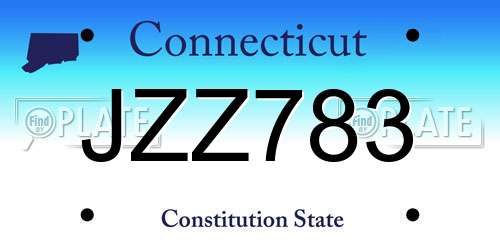 JZZ783 Connecticut License Plate