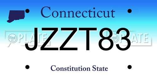 JZZT83 Connecticut License Plate