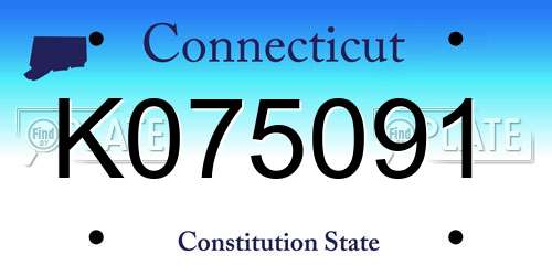K075091 Connecticut License Plate