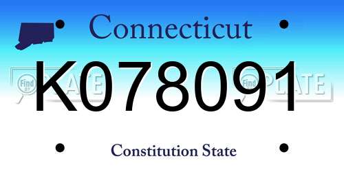K078091 Connecticut License Plate