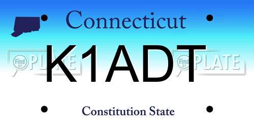 K1ADT Connecticut License Plate