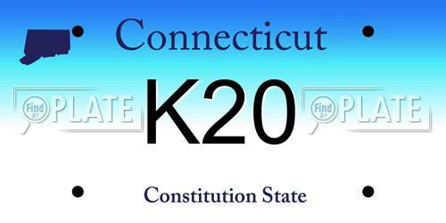 K20 Connecticut License Plate