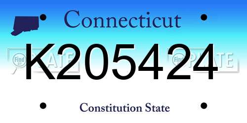K205424 Connecticut License Plate