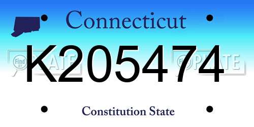 K205474 Connecticut License Plate