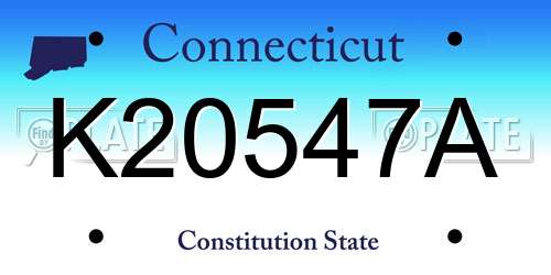 K20547A Connecticut License Plate