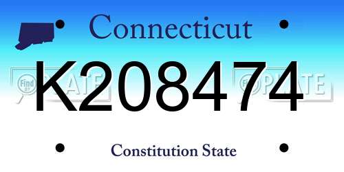 K208474 Connecticut License Plate