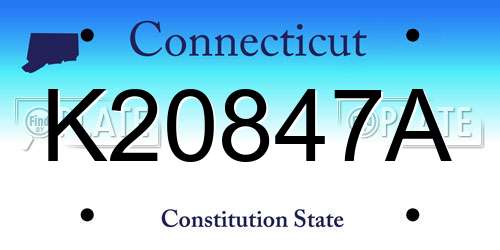 K20847A Connecticut License Plate