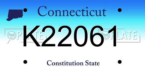 K22061 Connecticut License Plate