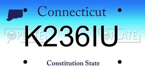 K236IU Connecticut License Plate