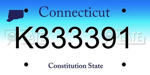 K333391 Connecticut License Plate