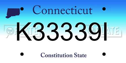 K33339I Connecticut License Plate