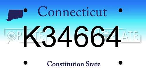 K34664 Connecticut License Plate