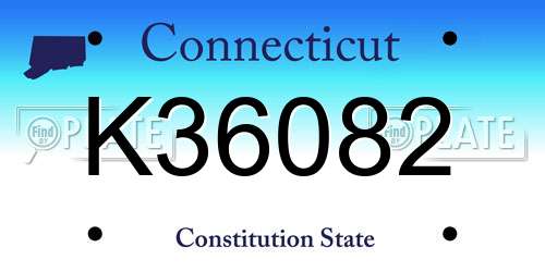 K36082 Connecticut License Plate