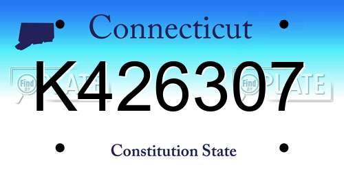 K426307 Connecticut License Plate