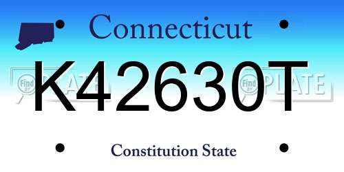 K42630T Connecticut License Plate