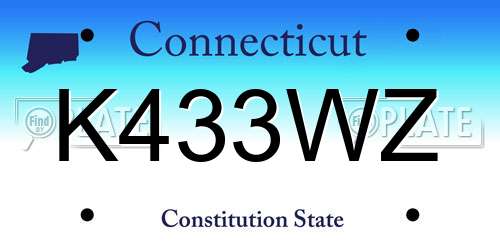 K433WZ Connecticut License Plate