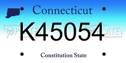 K45054 Connecticut License Plate