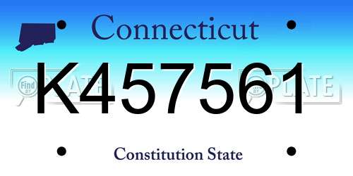K457561 Connecticut License Plate